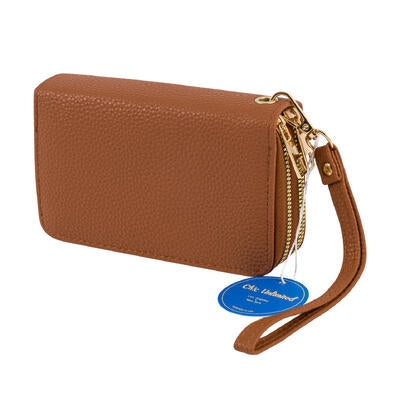 wallet dbl zip med tan -- 10 per box