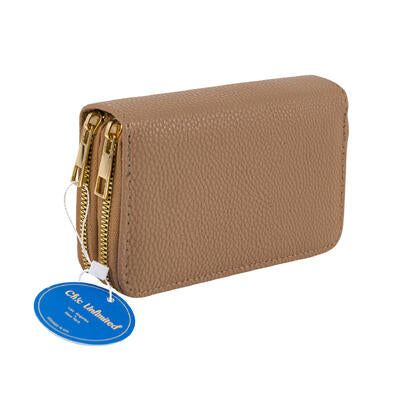 wallet dbl zip med taupe -- 10 per box