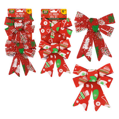 ribbon bow set 2pc 7 h printed -- 48 per case