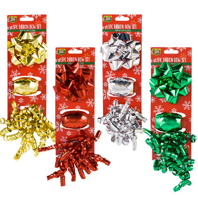 ribbon bow set 3pc 4ast clrs -- 48 per case