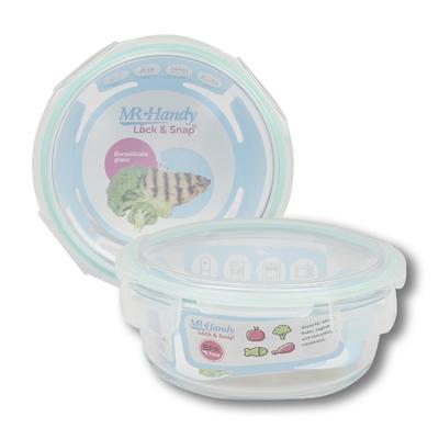 round glass food container- 950ml with lid -- 12 per case