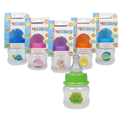 baby bottle with silicone nipple- 2oz- 6 asst. -- 48 per case