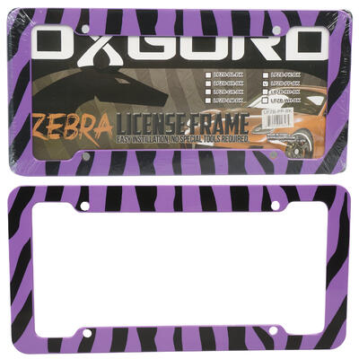 zebra license plate- purple and black -- 100 per case