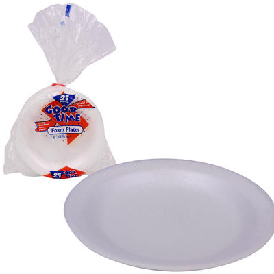 good time foam plate 25-pack - white 6 -- 30 per case