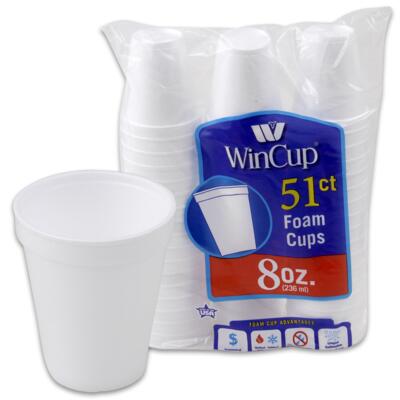 disposable foam cup 51ct - 8oz white -- 40 per case