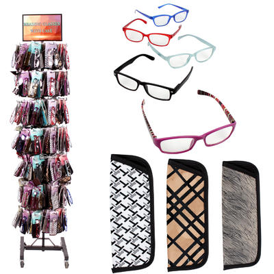 reading glasses with case display - asst -- 378 per case