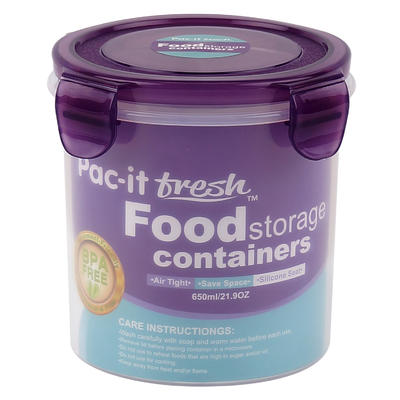 pac- it fresh 21.9oz food container with purple lid -- 48 per case