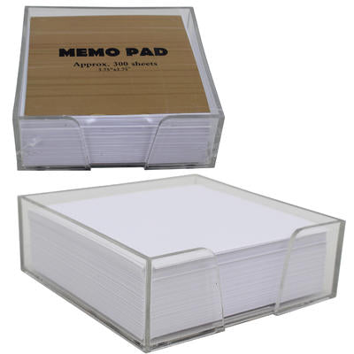 white memo pad in styrene cube -- 36 per case