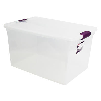 sterilite 66qt plum latched storage box -- 6 per case