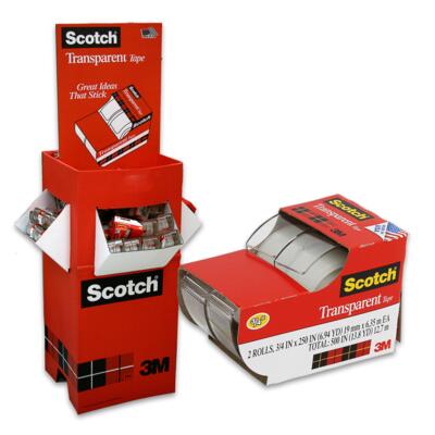 scotch transparent tape 2-pack display - 3 4 -- 144 per case