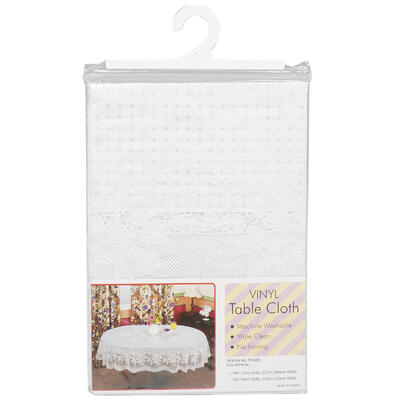 oval vinyl tablecloth- 72 - white -- 12 per box