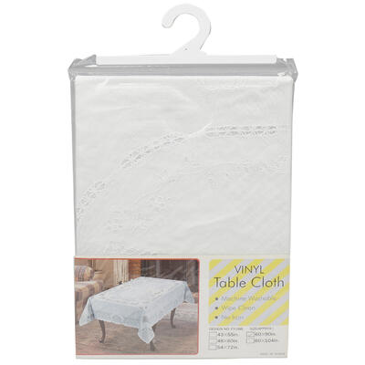 vinyl lace tablecloth- 90 - white -- 9 per box