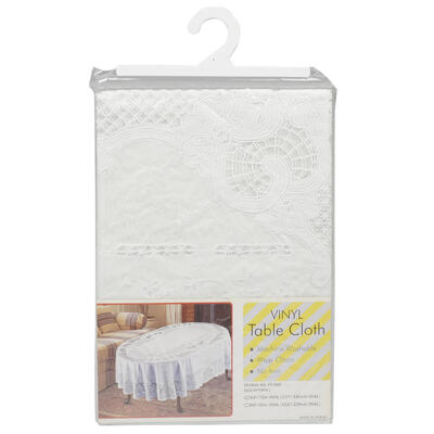 oval vinyl tablecloth- 72 - white -- 12 per box