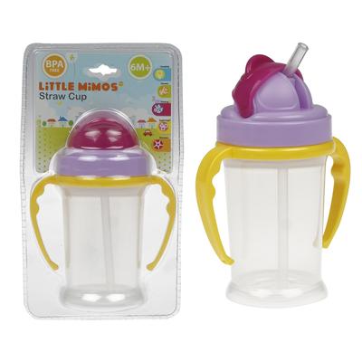 little mimos straw cup w handles -- 24 per case