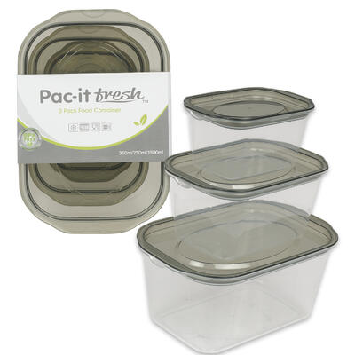 3 piece rectangular food container set -- 48 per case