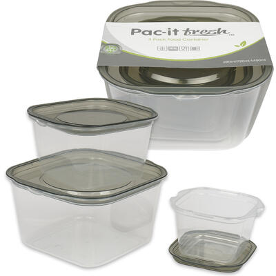 3 piece square food container set -- 48 per case