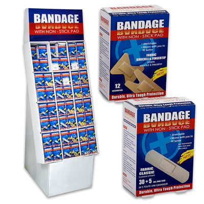 bandage w non- stick pad in display - 12 astd. -- 144 per case