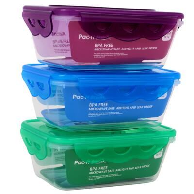 pac-it fresh rectangular food container-18oz asst -- 48 per case