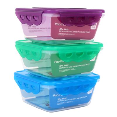 pac-it fresh square food container - 19oz asst -- 48 per case