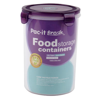 pac- it fresh 60oz food container with purple lid -- 48 per case