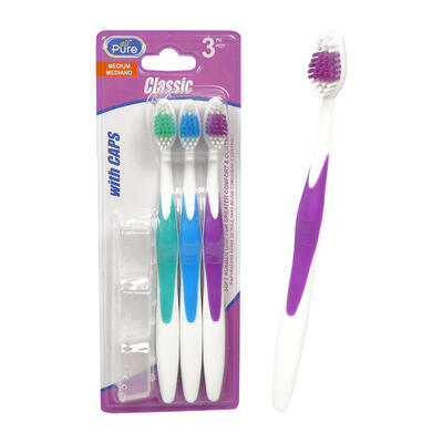 3 pack all pure classic toothbrushes with clear ca -- 36 per case