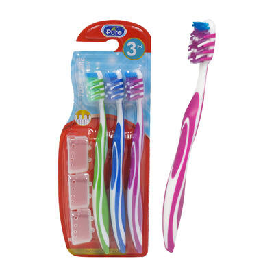 3 pack all pure total care toothbrushes with clear -- 36 per case