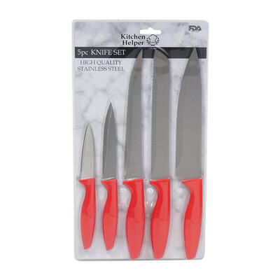 5 piece red handle knife set -- 12 per case