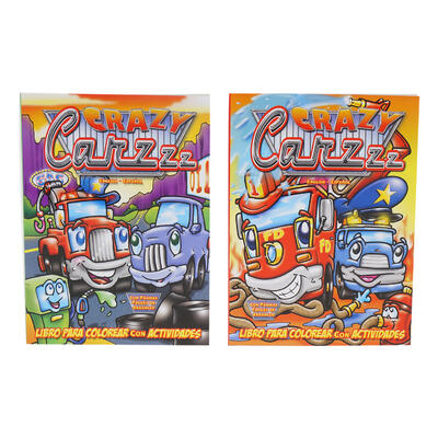 80 page bilingual crazy carzzz coloring book -- 48 per case