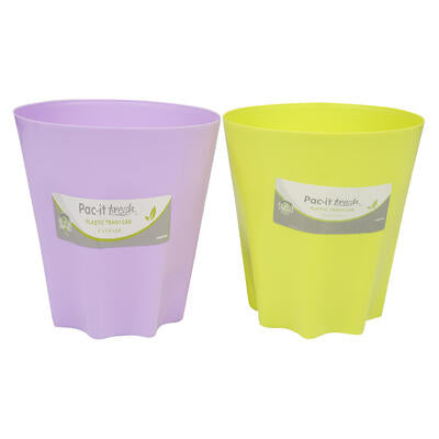 purple yellow plastic trash can -- 48 per case