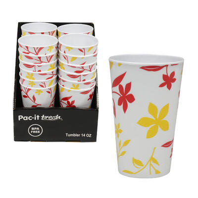 floral designed melamine tumbler- 14oz -- 24 per case