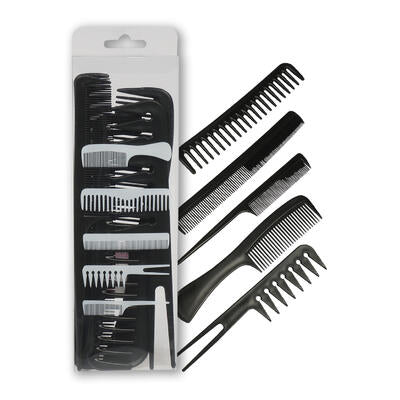 5 piece black plastic comb set -- 48 per case