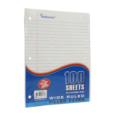 100 sheet wide ruled filler paper -- 36 per case