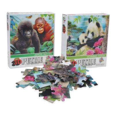 50 pc 3d morning panda jungle buddies puzzle -- 12 per case