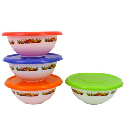 white fruit bowl with color lid - asst 12.75 -- 48 per case