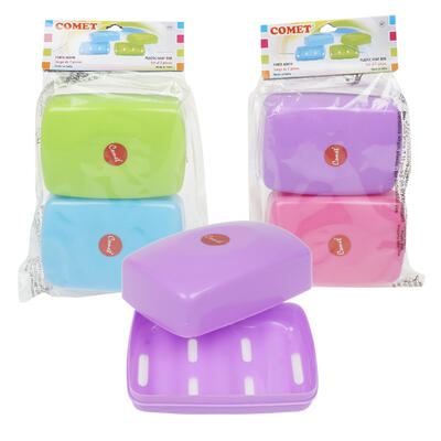 plastic soap case 2-pack - asst -- 48 per case