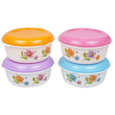 white plastic container w flower art - asst 2250ml -- 72 per case