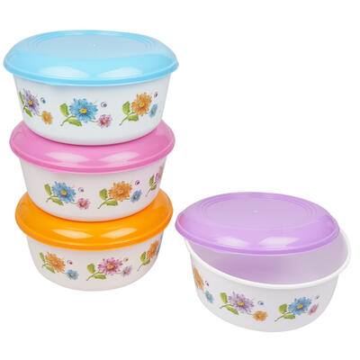 135oz plastic container with colored lid - asst -- 72 per case