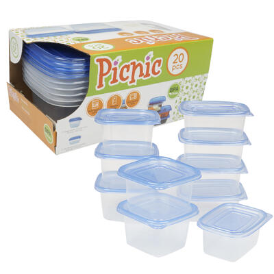 20pc food container set- clear -- 12 per case