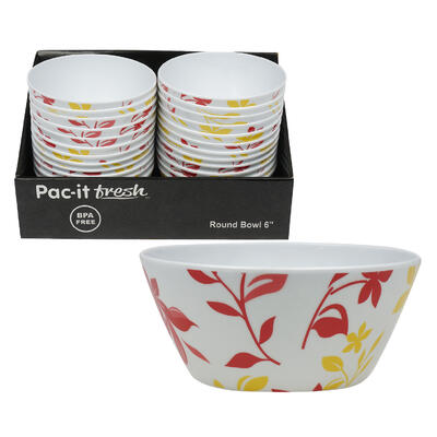 round floral designed melamine bowl- 6 -- 24 per case