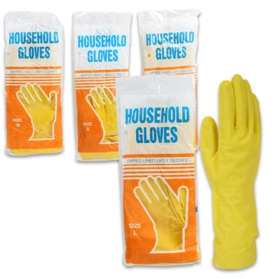 yellow household latex gloves - sml med lrg xlr -- 72 per case