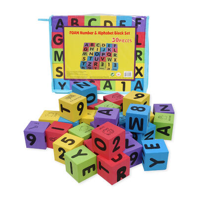 30 piece foam number and alphabet block set -- 12 per case