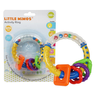 activity ring teether with rattle- multicolor -- 24 per case