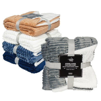 reversible jacquard plush blanket- 50 x 60 -- 12 per case