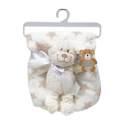 little mimos plush baby blanket w toy dog -- 24 per case