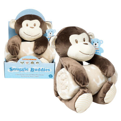 blanket w monkey plush- brown and beige -- 12 per case