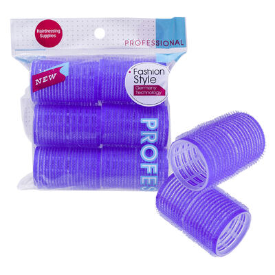 6 piece velcro hair roller- purple- medium -- 48 per case