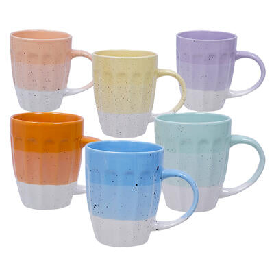 3- toned embossed glaze mug- 11oz- 6 asst. -- 48 per case