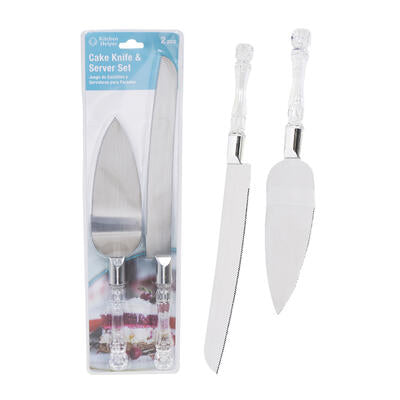 2pc cake server set- silver -- 48 per case