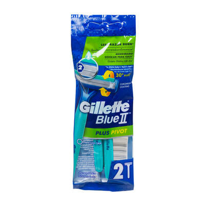 2pk gillette blue ii pivot razor -- 12 per box