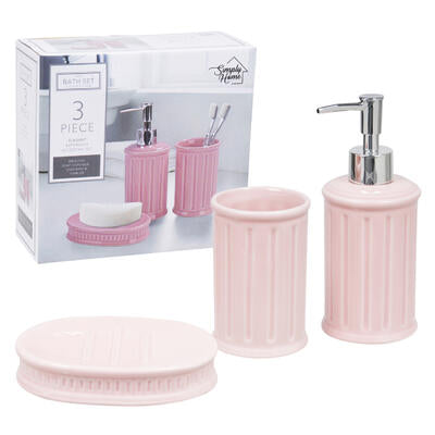 3 piece bathroom set- rose -- 6 per case